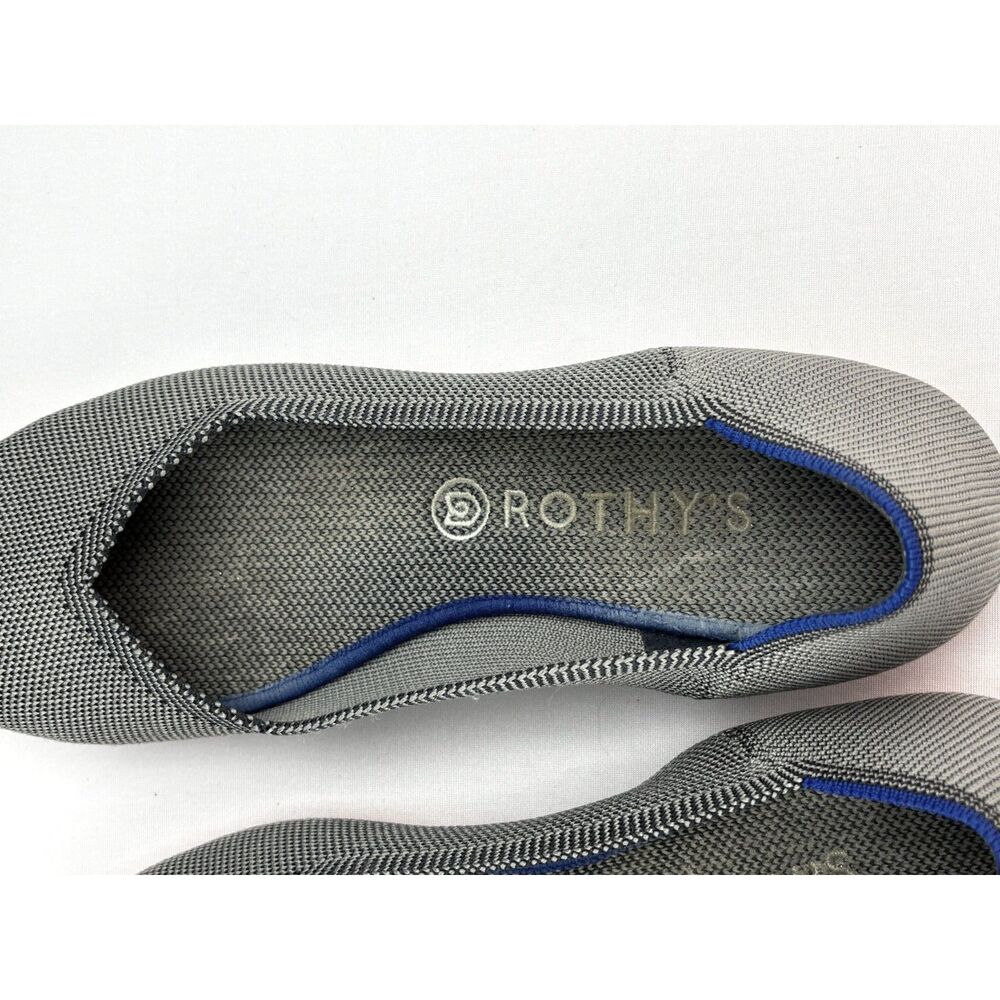 ~ Rothy's Herringbone 10.5 The Flat Washable Gray Navy Round Toe Ballet Flats - Picture 8 of 9